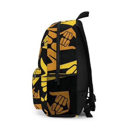 Aloha Shaka - Shaka Hand Pattern Backpack — Yellow Surf Vibe School Bag