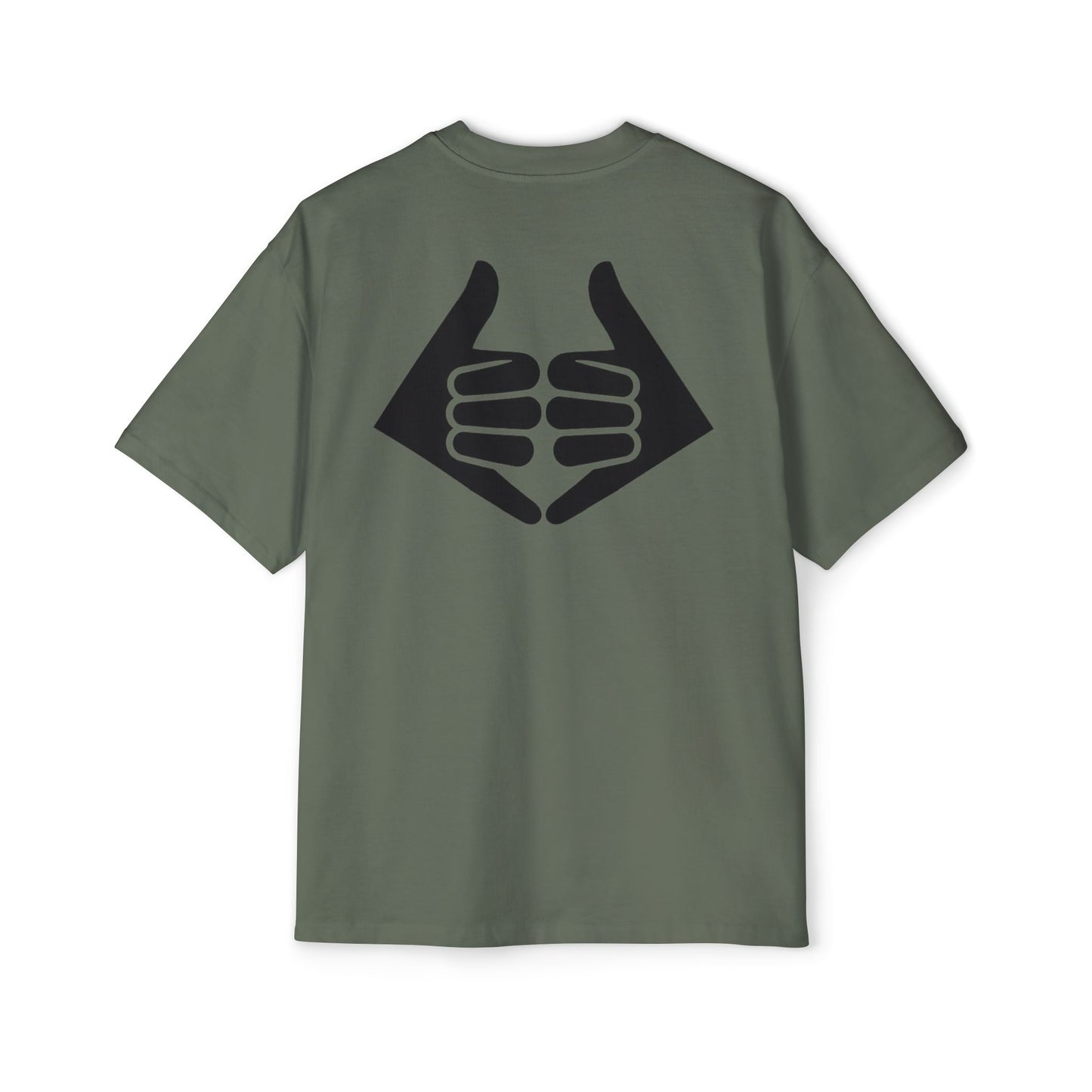 Lokal Vibes - Double Shaka Oversized Tee — Minimalist Black Hand Emblem Graphic T-Shirt