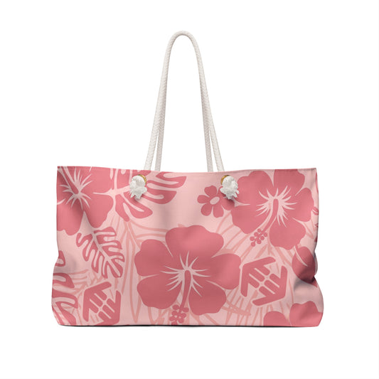 Aloha Flora - Pink Hibiscus Beach Weekender Bag — Floral Tropical Travel Tote