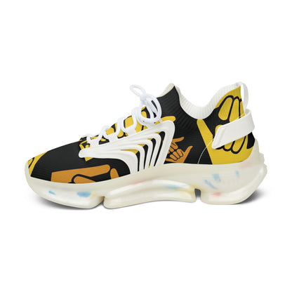 Aloha Shaka - Mesh Sneakers — Bold Yellow Fist Pattern Athletic Shoes for Women