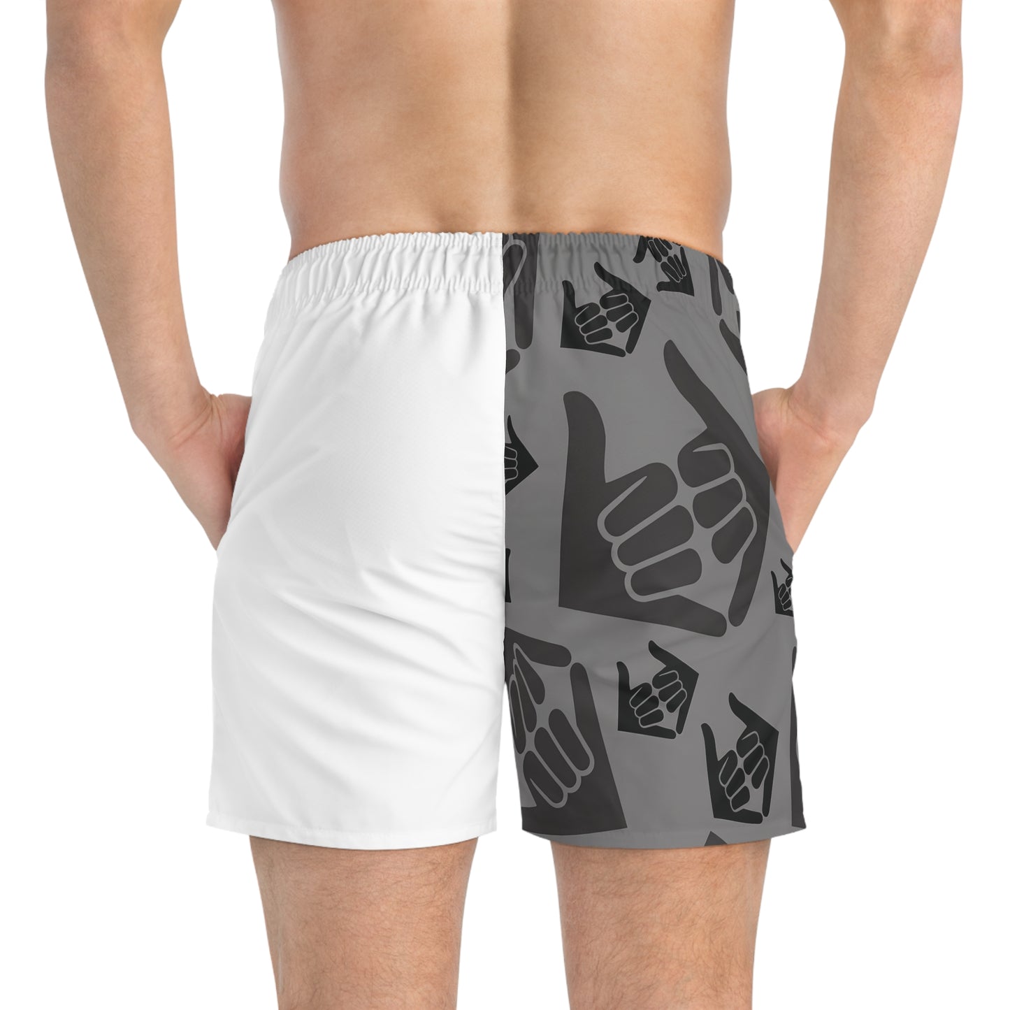 Aloha Shaka - Swim Trunks - Two-Tone Shaka Pattern Beach Shorts