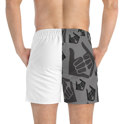 Aloha Shaka - Swim Trunks - Two-Tone Shaka Pattern Beach Shorts