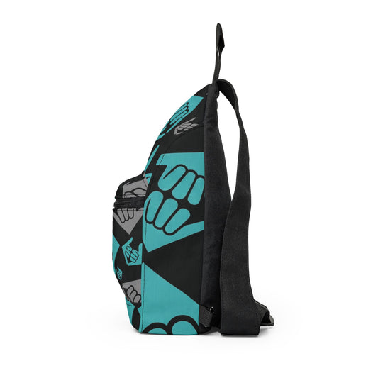 Aloha Shaka - Double Shaka Pattern Sling Bag — Teal & Black Casual Crossbody for Beach, Travel & Everyday